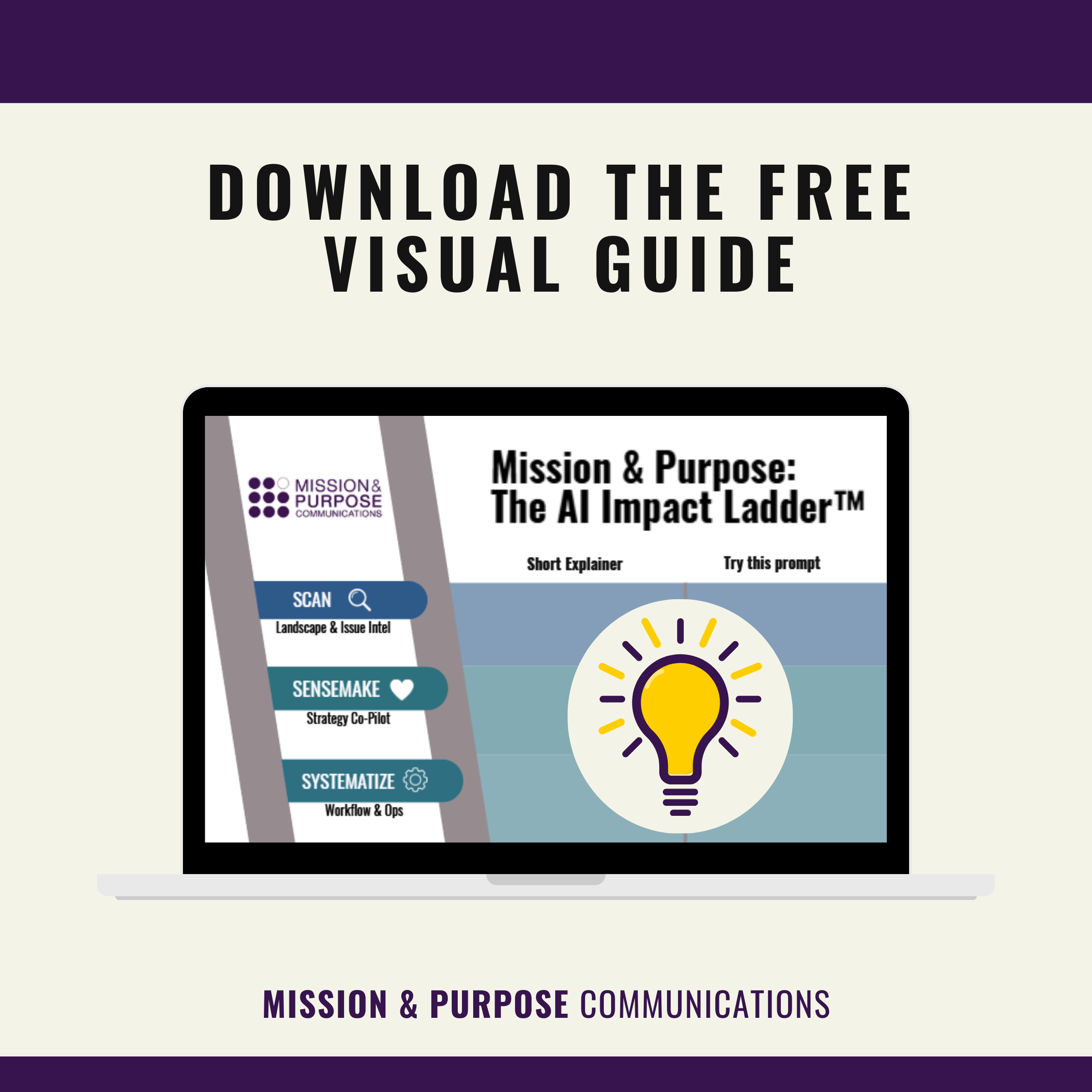 AI impact ladder graphic with a big yellow light bulb on it